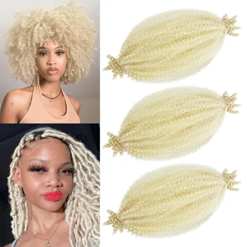 Miniatura 23 de Trenzas de pelo rizado anudadas a crochet estilo afro Marley, 12 pulgadas, pelo pre-separado y trenzado en resorte, trenzas de pelo afro rizado y 4#