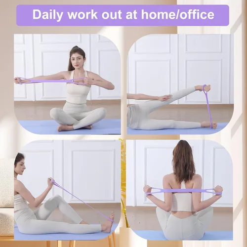 Miniatura 5 de Juego de anillos de pilates de 15 piezas con pesas ajustables para muñeca, pelota de yoga, banda de resistencia figura 8, cinta métrica, bandas