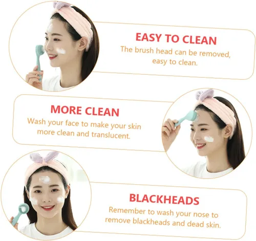 Miniatura 9 de EXCEART 1 Unidades Cepillo de limpieza facial Cepillo exfoliante manual Cepillo facial de repuesto de silicona Cepillo facial Cepillo de lavado