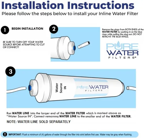 Miniatura 3 de Filtro de agua en línea para refrigeradores, máquinas de hielo, cafeteras, fuentes de agua, refrigeradores de agua, grifos de fregadero, RV, cámpers