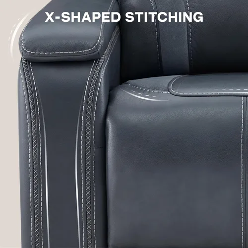 Miniatura 7 de Watson & Whitely Sillas reclinables eléctricas de cuero genuino para adultos, sillón reclinable completamente plano con apoyacabeza eléctrico y Azul