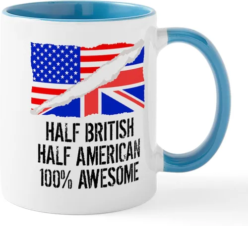 Miniatura 34 de CafePress Born American, British By Hea Taza de café de cerámica de 11 oz (11.0 fl oz)