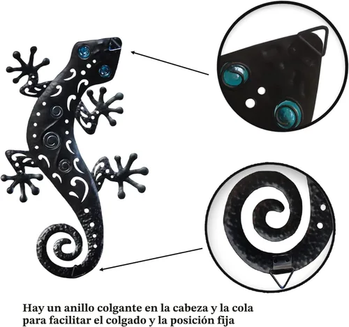 Miniatura 4 de Lagartos de metal para decoración al aire libre, decoración de pared de Gecko de metal, 13.5 x 8.5 pulgadas, paquete de 3 unidades, adecuado