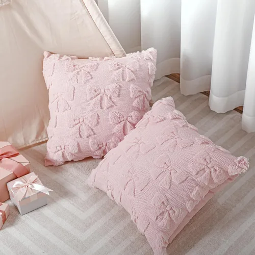 Miniatura 5 de Mixweer Juego de 2 fundas de almohada con moño, decoración de habitación coquette, lindas cosas preppy de piel sintética suave con lazo, fundas
