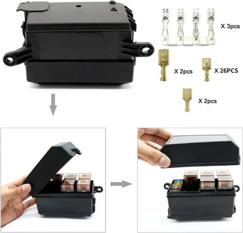 Miniatura 4 de 12V Coche Marine 6-Way Relay 6-Slot ATO/ATC Blade Fuse Holder Box Car Seguro Holder Automóvil Circuito Blade