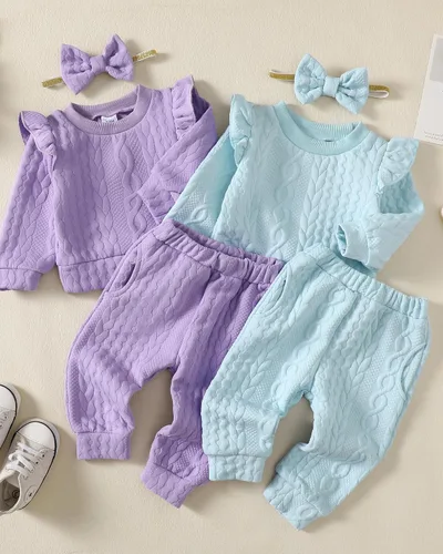 Miniatura 6 de Mioglrie Conjunto de ropa de bebé para niña, tops y pantalones, ropa para niñas pequeñas, sudaderas para bebés