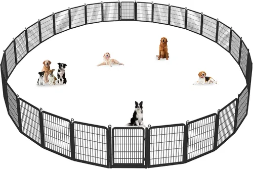 Miniatura 10 de Corralito para perros, 40 pulgadas de altura, 14 paneles con umbral bajo, puerta completa y doble cerradura, cerca para perros al aire libre