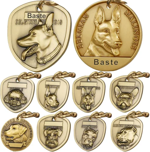 Miniatura 27 de Etiquetas para Perros Golden Retriever Personalizadas para Mascotas Etiqueta de Identificación de Nombre de Perro Grabada Personalizada de Cobre 023
