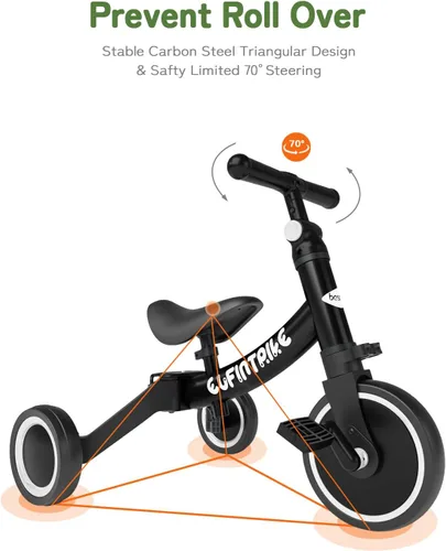 Miniatura 4 de besrey Bicicleta 5 en 1 para niños de 1 año a 4 años, triciclo para niños pequeños, triciclo para niños, juguetes para niños y niñas, entrenamiento