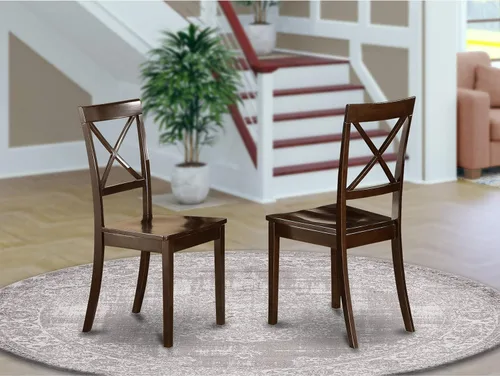 Miniatura 11 de East West Furniture BOC-MAH-W Boston - Sillas de comedor con respaldo cruzado de madera, juego de 2, caoba