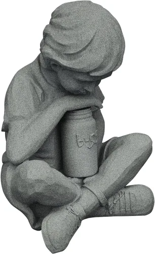 Miniatura 57 de Emsco Group 92246 Estatua de niño soñando despierto – Aspecto natural – Hecha de resina – Ligera – 40 cm de altura para jardín, BRONCE