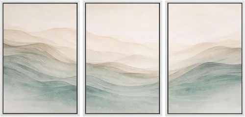 Miniatura 92 de SIGNWIN Lienzo enmarcado para pared, juego de arte sereno de pantanos con humedales verdes e ilustraciones de agua tranquila, arte moderno