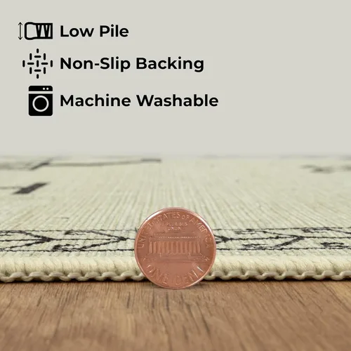 Miniatura 7 de GLN Rugs Bohemian - Alfombra de pasillo lavable a máquina, bohemio, lavable, antideslizante, de pelo bajo, alfombra de felpilla para pasillo
