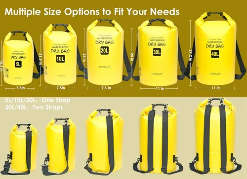 Miniatura 2 de YUMQUA Bolsas secas impermeables 5L/10L/20L/30L/40L para mujeres y hombres, bolsa seca flotante enrollable bolsa de almacenamiento impermeable