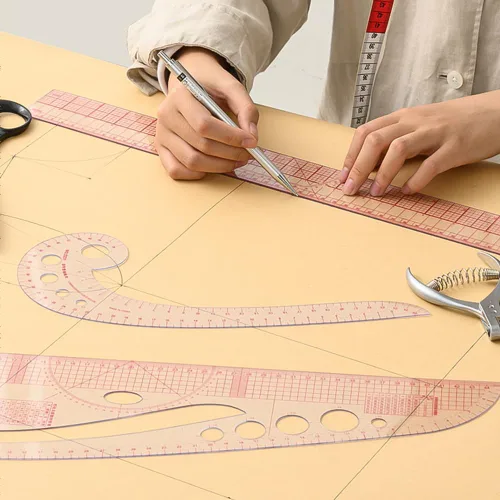 Miniatura 2 de Juego de 4 reglas de patrón de costura, juego de reglas curvas de ropa con métrica transparente flexible, para diseñadores, sastres, principiantes