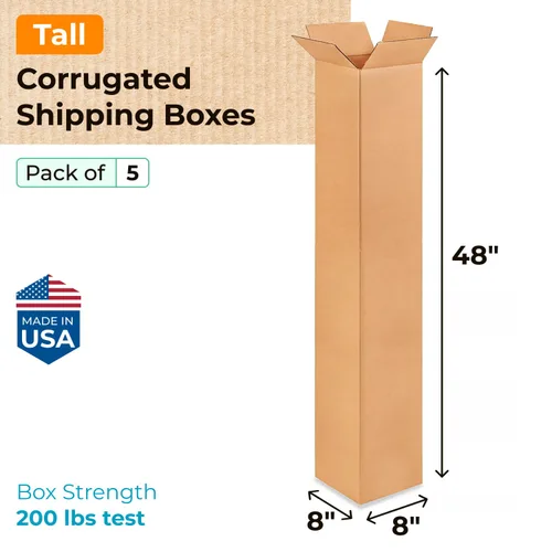 Miniatura 2 de IDL Packaging Paquete de 5 cajas de envío altas de 8 x 8 x 48 pulgadas, extra resistentes de 200 libras frente a caja regular, cajas de mudanza