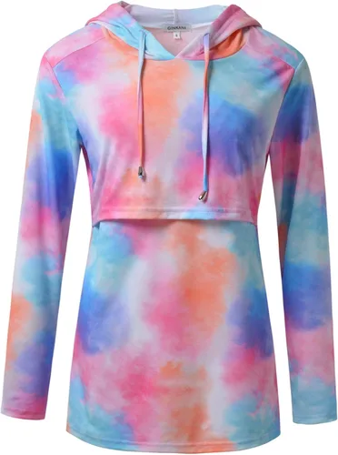 Miniatura 126 de GINKANA Sudadera con capucha para mujer, manga larga, lactancia materna, ropa casual