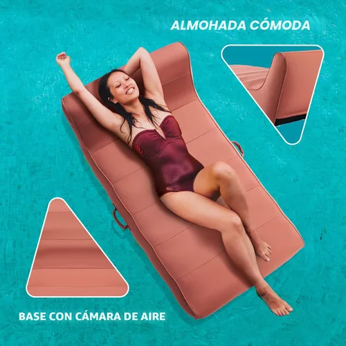 Miniatura 7 de Tumbona flotante tapizada y elegante para piscina, silla flotante grande y respaldo, lago resistente, playa, adultos y niños, tubo cómodo, duradero