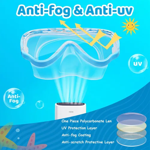 Miniatura 5 de Vvinca Kids-Goggles with Nose Cover, Diving Mask Elastic Fabric Strap Anti Fog Anti Shattered Lens for Kids Swim Goggles 3-14 02-verde y azul marino