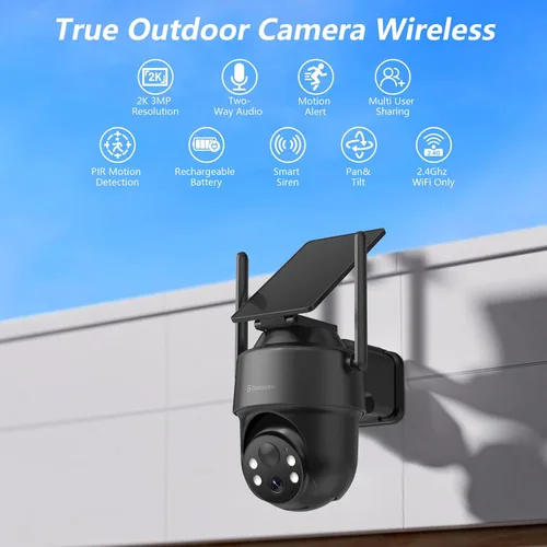 Miniatura 3 de GALAYOU Cámaras 2K para seguridad en el hogar, cámara inalámbrica WiFi de 2.4G para exteriores, funciona con energía solar/batería