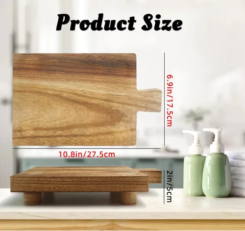 Miniatura 6 de Bandeja de madera hecha a mano, práctica decoración de baño y cocina para jabón, botellas de baño, velas, papel higiénico, soporte para plantas