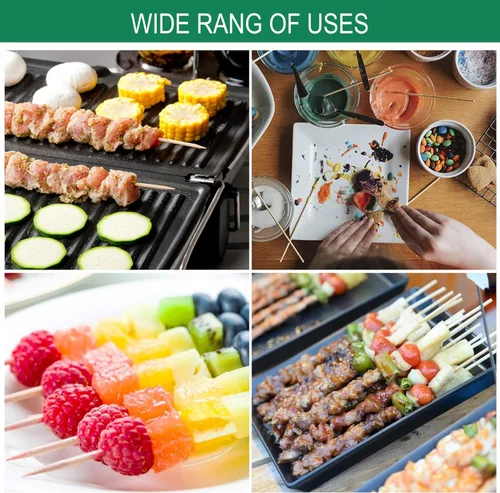 Miniatura 7 de Garsum Brochetas de bambú natural para barbacoa, pinchos de madera de 10 pulgadas para frutas surtidas, kebabs, parrilla, recursos naturales