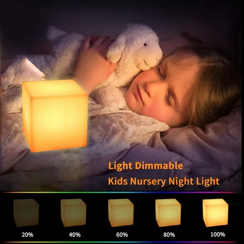 Miniatura 4 de Luz LED en cubo, luz nocturna inalámbrica de 4 pulgadas para niños, lámpara de estado de ánimo recargable con 16 colores cambiantes, cubo cósmico