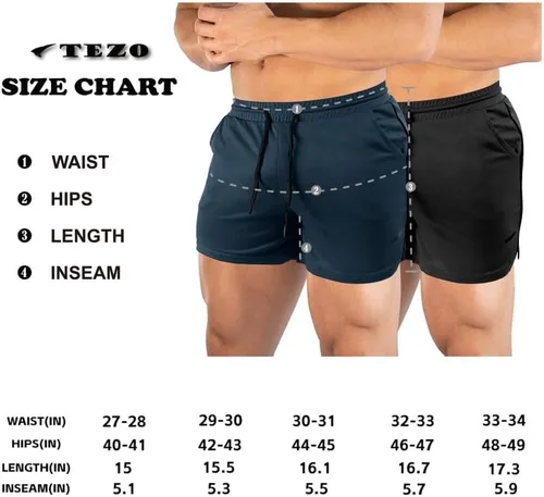 Miniatura 7 de TEZO Pantalones cortos de entrenamiento para hombre, 5 pulgadas, para gimnasio, atletismo, correr, entrenamiento, de secado rápido, pantalones