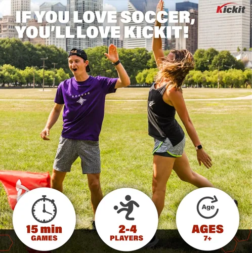 Miniatura 2 de Kickit Soccer Tennis Game Set, Portable 6.5' Wide x 2' High Net & Soft Lightweight Ball, Play Outdoors, Indoors, Backyard, Beach, Complete Skills