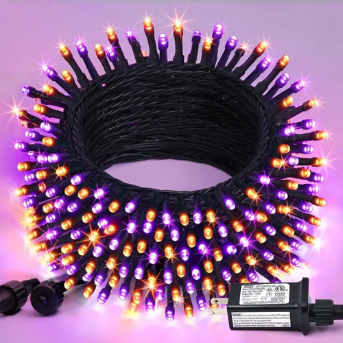 Miniatura 9 de JMEXSUSS Guirnalda de luces de Navidad de 200 LED azules y blancas, 66 pies, de exterior, expansible, para árbol, fiesta o decoración de hogar