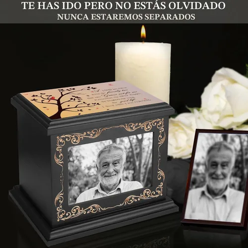 Miniatura 4 de Urnas de cremación para cenizas humanas de adultos hombres o mujeres, urnas funerarias conmemorativas para cenizas con marco de fotos, caja de urnas