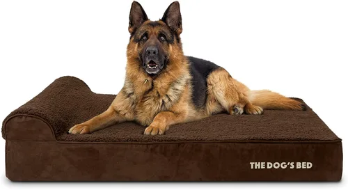 Miniatura 25 de The Dog's Bed - Cama Ortopédica para Perros con Reposacabezas XL Negra de Felpa, Espuma Viscoelástica, Alivio del Dolor para Artritis, Displasia