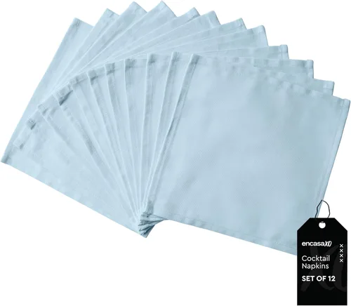 Miniatura 12 de Encasa XO Cocktail Cloth Napkins Set of 12 Pure Cotton Table Napkin Size (9"x9") B Grey Solid Machine Washable