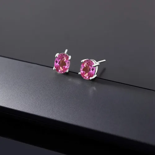 Miniatura 254 de Gem Stone King Aretes de oro de 14 quilates con piedra natal ovalada de 0.315 x 0.236 in Aretes de oro para mujer