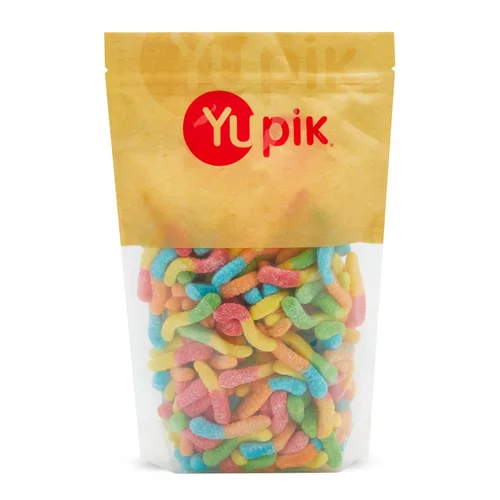 Yupik Gusanos de neón ácidos, 2.2 libras (35.2 onzas), sin gluten, agridulce, sabores afrutados, revestimiento azucarado, gomitas pequeñas