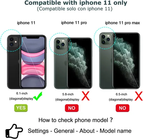 Miniatura 2 de TwoHead Funda tipo cartera para iPhone 11 con tarjetero y funda magnética desmontable para teléfono, funda de piel sintética para mujeres/hombres