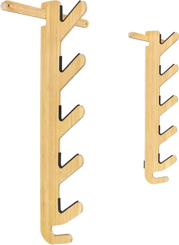 Miniatura 4 de Grassracks Estante de esquí de bambú – Montaje de pared horizontal para interiores Serie Hallsteiner – Colgador de pared para exhibición de esquí