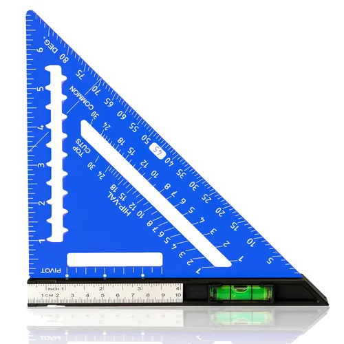 Miniatura 10 de Beslands Escuadra de Viga de 7 pulgadas con Nivel, Regla Triangular de Metal de Aluminio Escuadra de Carpintero Herramienta de Trazado para Negro