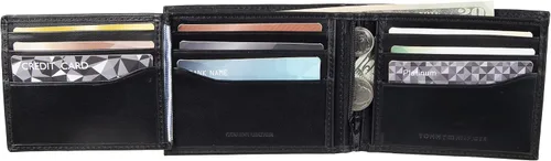 Miniatura 24 de Tommy Hilfiger Cartera de piel auténtica para hombre con ventana de identificación y múltiples ranuras para tarjetas