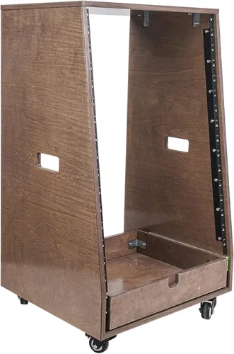 Miniatura 13 de Sound Town Estante inclinado de madera contrachapada de abedul báltico macizo de 12U con espacio de estante de 12U, cajón extra de 2U, patas