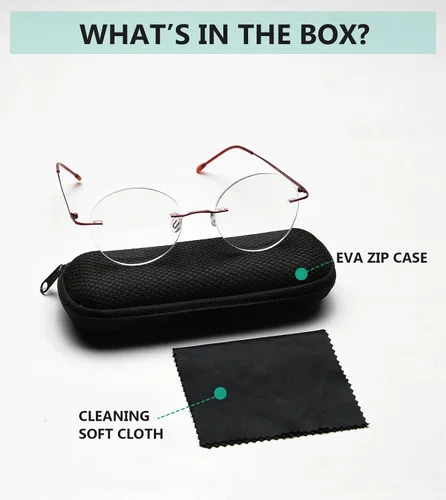 Miniatura 6 de Eyekepper Paquete de 3 lentes de lectura redondos de metal sin montura para mujeres y hombres, lectores circulares sin marco (azul/rojo/púrpura) +