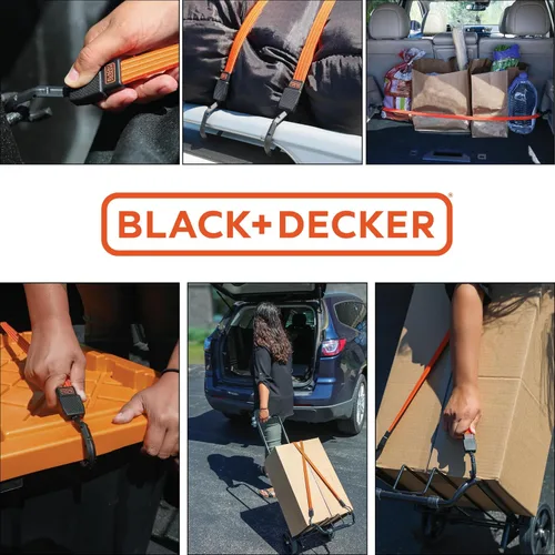 Miniatura 6 de BLACK+DECKER Correas elásticas planas de 48 pulgadas, paquete de 2 Non Scratch Steel-Core Hooks & Textured Grip Pad, Easily Stretch and Secure