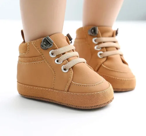 Miniatura 2 de Babelvit Zapatillas de lona con suela suave para bebé y niña, con cordones y cordones para bebé, botas unisex jasta el tobillo recién nacidos