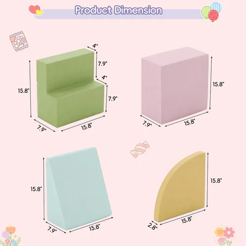 Miniatura 7 de Bloques de escalada de espuma de 4 piezas para niños pequeños, gimnasio de escalada para bebés con espuma de ultra alta densidad para gatear