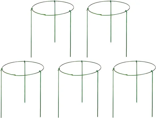Hanobo Paquete de 5 anillos de soporte para plantas de jardín para plantas en maceta, 6 pulgadas de ancho x 11 pulgadas de alto, 3 patas