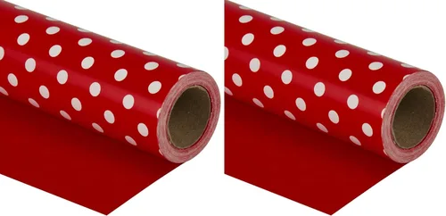Miniatura 15 de WRAPAHOLIC Papel de regalo reversible, mini rollo, 17 pulgadas x 33 pies, estampado plateado y diseño de lunares para cumpleaños, vacaciones, bodas