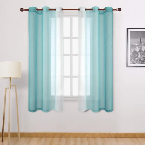 Miniatura 70 de DWCN Cortinas Transparentes de Lino Sintético Negro Degradado Ombré - Cortinas Semi Transparentes de Gasa con Ojales en la Parte Superior