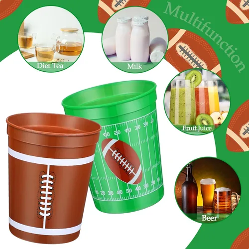 Miniatura 3 de Norme 24 tazas de fútbol de plástico a granel de 16 onzas reutilizables con temática de fútbol, suministros de fiesta de cumpleaños, decoración