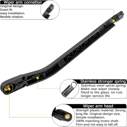 Miniatura 3 de AUTOBOO Reemplazo para Toyota 4Runner 2003-2009 Juego de Brazo y Escobilla de Limpiaparabrisas Trasero - Calidad OEM, Larga vida OE:8524135031