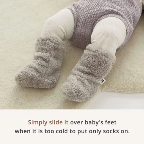 Miniatura 3 de Konny Botines de invierno de forro polar mullidos y acogedores para bebés (beige), regalos de Año Nuevo, calentadores de pies para bebés recién